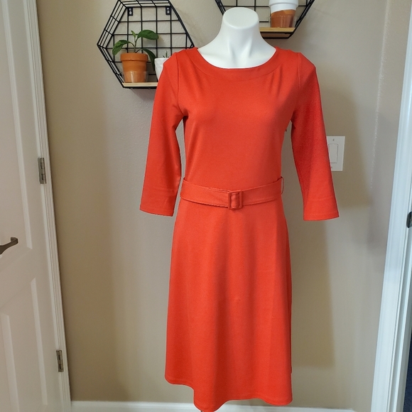 Ann Taylor Factory Belted Ponte Flare Dress - S - Picture 2 of 8